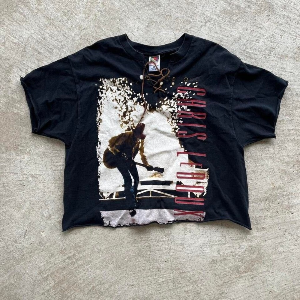 1990s Christ Ledeux country cropped tour tee with strings